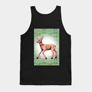 Green Reindeer xmas card Tank Top